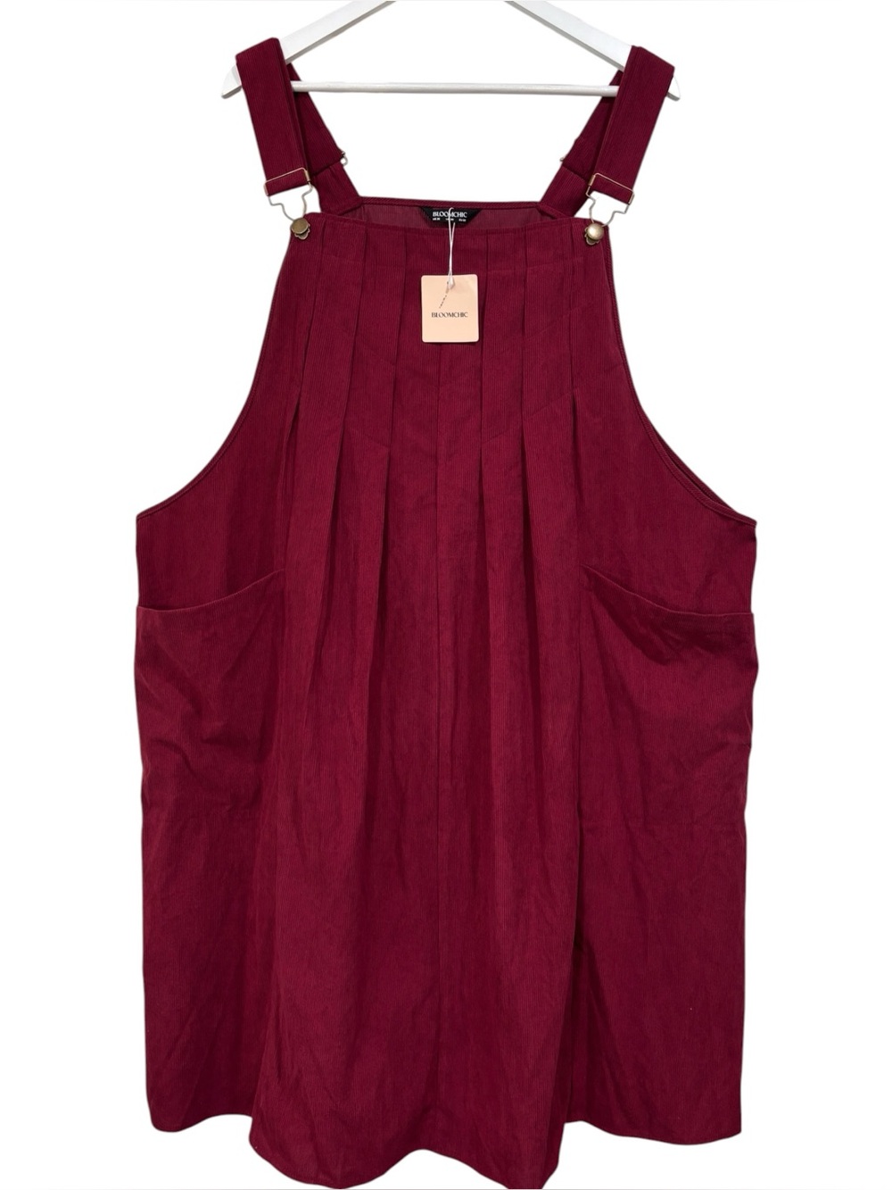 Bloomchic NWT burgundy corduroy pleated pinafore Overalls Dress Size 26